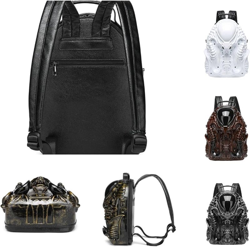 Predalien Women Xenomorph Halloween Novelty Travel Backpack Metallic Silver - Image 3